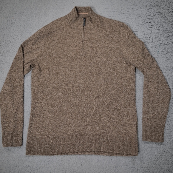 Smartwool Sweater Mens Medium Brown 1/4 Zip Pullover Merino Wool Blend Sparwood - Picture 1 of 7